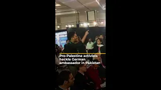 Pakistani activists heckle German ambassador over Gaza | AJ #shorts