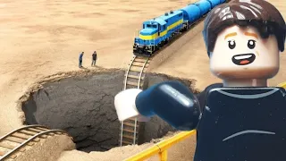 Train Vs Giant Pit // Lego MrBeast StopMotion