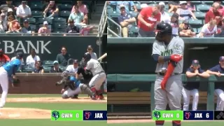 Ronald Acuña Jr. gets a taste of minor league robot umpires🤣