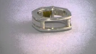 Yellow and Blue Sapphire Handmade Sterling Silver Gents Mechanical Ring size 9