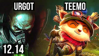 URGOT vs TEEMO (TOP) | 9/1/7, Legendary, 500+ games, 1.1M mastery | NA Master | 12.14