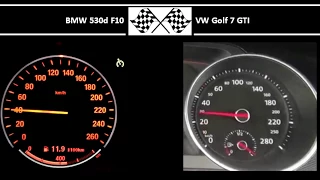 BMW 530d F10 VS. VW Golf 7 GTI - Acceleration 0-100km/h