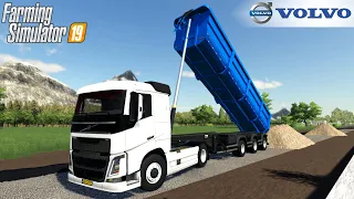 Farming Simulator 19 - VOLVO FH16 LOWROOF Semi Truck Unloads Crushed Stone