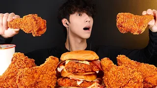 ASMR SPICY CRISPY FRIED CHICKEN & CHICKEN BACON SANDWICH MUKBANG EATING SOUNDS!