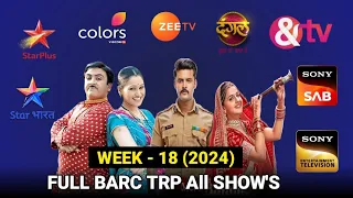 WEEK-18 full BARC TRP all channels show's : Sony SAB, COLORS, ZEE TV, STAR PLUS, SONY TV, AND TV