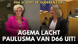Fleur Agema(PVV) moet lachen om draaikont Paulusma (D66): ''Gaat D66 bezuinigen op de ouderenzorg?"