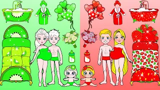 Paper Dolls Dress Up - Red vs Green Challenge Adorable Sister Handmade Quiet Book - Barbie New Home