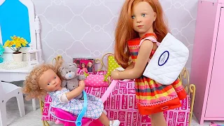 Petitcollin Baby Dolls Dress up Morning Routine for School - PLAY DOLLS