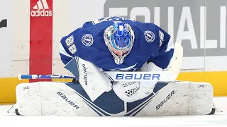 Vasilevskiy deflects shot using mask