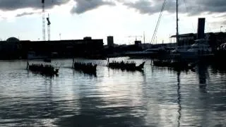 Waka (part 1) arriving at opening of Rugby world cup 2011 - Aucklands Viaduct basin