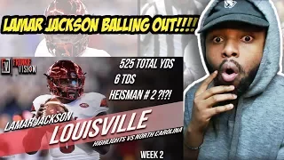 Lamar Jackson Louisville vs North Carolina || Week 2 || 25/39, 525 TOTAL YDS, 6 TDs Reaction