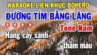 Karaoke Nhạc Sống Liên khúc Bolero Trữ Tình Tone Nam | Liên khúc Bolero Đường Tím Bằng Lăng