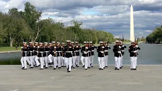 Lincoln Memorial  []  Military branches drill team recruitments  []  Washington D.C.