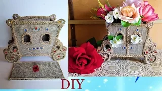 Карета, органайзер, шкатулка из картона, джута и мешковины. DIY/How to make a carriage