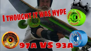 Wheel comparison, Powell Peralta Dragon Formula VS Speedlab VS G-Bones.. 97a VS 93a