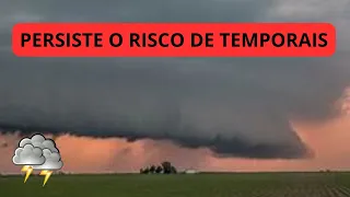 Persiste a condição para chuva forte com risco de temporais no RS.