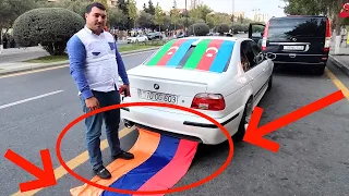 ermeni bayrağı ayaqlar altında - BMW sürücüsündən Cəsur addım
