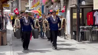 Huge cow bell parade in Zermatt - August 2022