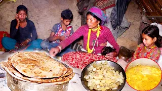 dharme brother wife cooking potato soup curry & bread || Rural Nepal ||