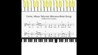 #Shorts: Klavier: Come, Missa Tallyman - Banana-Boat-Song (Klaviatur, Melodie, Akkorde, Text)