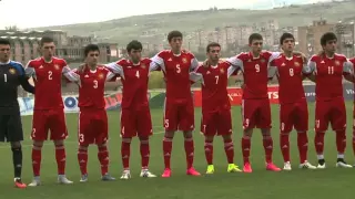 Armenia U19 players sing the national anthem!