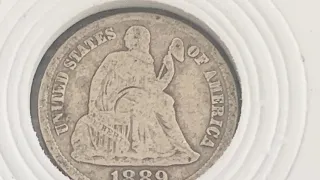 Dime from 1889 (seated liberty)