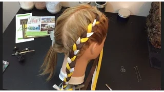 Two french braids with ribbon, How to, cute girl hair style,  (Video 3)