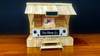 How to Make Tea Shop Model with Popsicle Stick | Ice-cream Stick Tea Shop Model