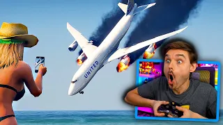 HUGE Boeing 747 plane CRASH on a beach in GTA 5!