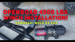 Kawasaki Mule SX 4x4 Winch Installation - OPENROAD 4500 lbs. Winch and OEM plate mount.