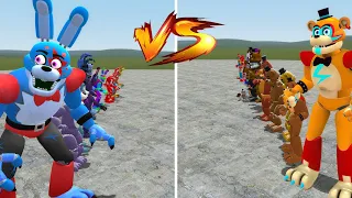 all freddy army vs all bonnie army In Garry's Mod! Five Nights at Freddy's Security Breach!