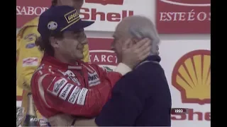 #25AñosSinSenna El día que Senna y Fangio compartieron un podio