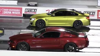 BMW M4 vs Ford Mustang GT vs Mercedes C63 AMG DRAG RACING