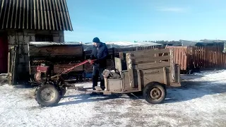 жизнь в деревне//разведение кроликов/Мотоблок зимой