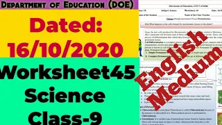 Class 9 Science Worksheet 45 English Medium | Worksheet 45 Class 9 Science | Vigyan 16 October 2020