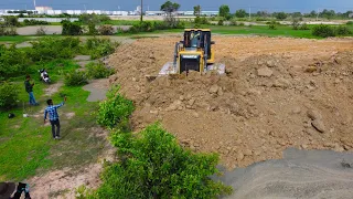 Amazing TeamWork SHANTUI dozer Push Land Filling into water With Heavy Truck​, Full Video Processing