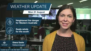 Weather Update: Warm conditions and elevated fire danger ahead of a cold front, 31 August 2020