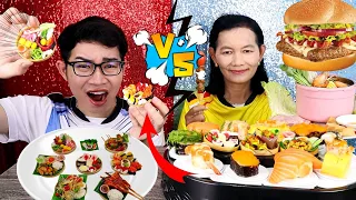 Small Food  VS Giant Food Challenge, Sushi, Shabu, Papaya Salad, Grilled Chicken #Mukbang​ :Kunti