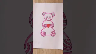 Very easy cute teddy bear drawing with number 6 easy trick #shortsvideo #youtubeshorts #draw #art