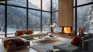 Winter Cozy Room With Smooth Jazz and Crackling Fireplace for Relief Stress, Meditation and Sleep