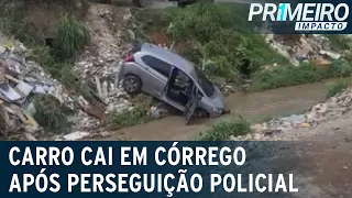 SP: suspeitos em carro roubado caem em córrego durante perseguição | Primeiro Impacto (28/09/22)