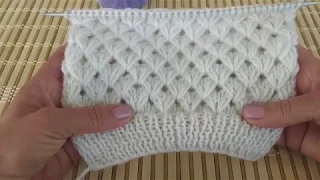 Ажурный узор Колоски в шахматном порядке. Вязание спицами. Knitting.