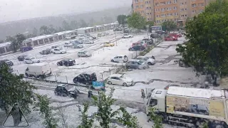 Sudden Hailstorm In Gniezno, poland | Chaos Caught On Camera