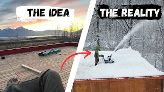 I Built a Flat Roof Home in Alaska | Coolest Deck System Ever - The Bison Rooftop Deck