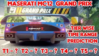 Asphalt 9 - MASERATI MC12 Grand Prix | Time Range Prediction for all Tiers