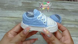 zapatitos a crochet para bebé paso a paso - tejido fácil y rapido