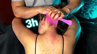 3-HOUR ASMR Insomnia Treatment - Nape & Scalp Attention for Sleep (No Talking)