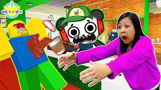 Ryan's Mommy Work at the Coffee Shop in Roblox with Combo Panda!!