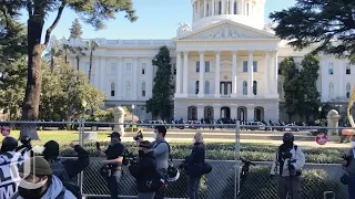 Demonstrators March in Sacramento on Inauguration Day
