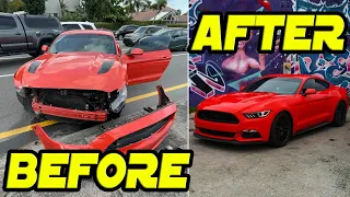 Rebuilding a Destroyed Ford Mustang in 6 mins